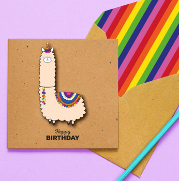 3d handmade happy birthday lama card