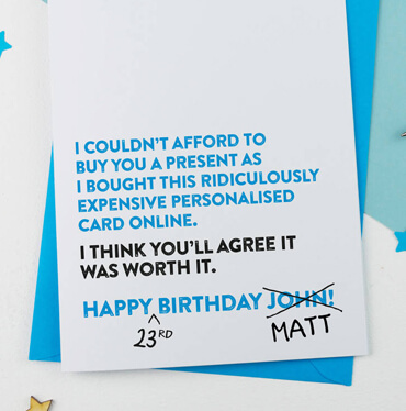 funny personalised birthday card