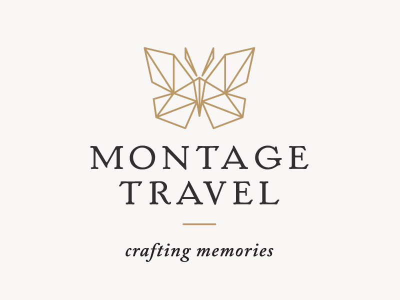 Travel Logo examples Montage Travel Butterfly Logo