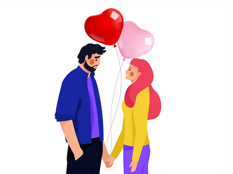 Cute cartoon couple Valentine’s Day card example