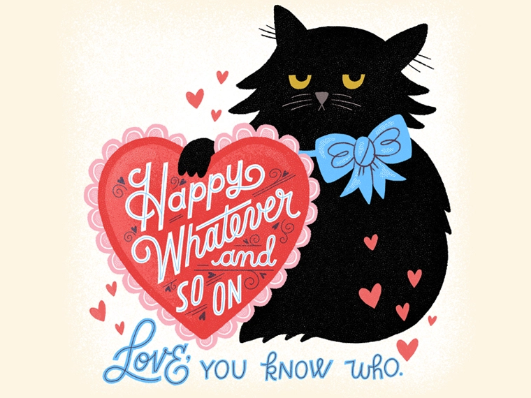 Funny grumpy cat Valentine’s Day card example