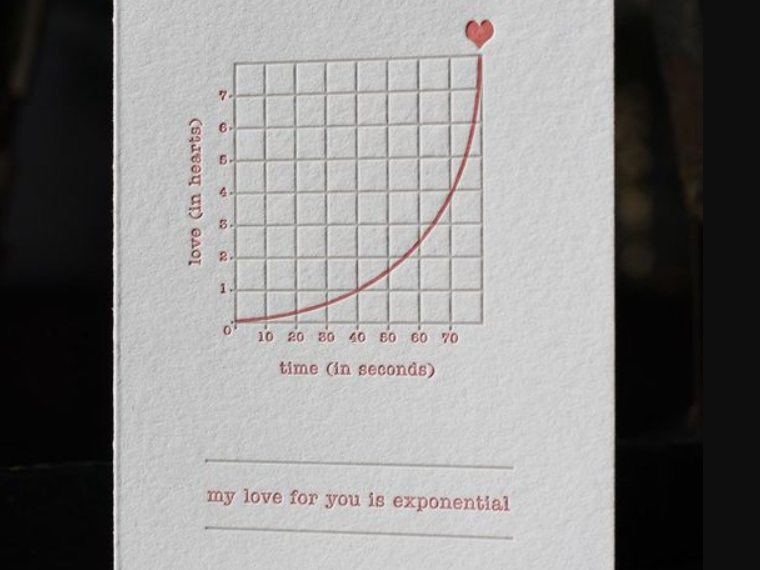 Valentine’s Day card example with math science