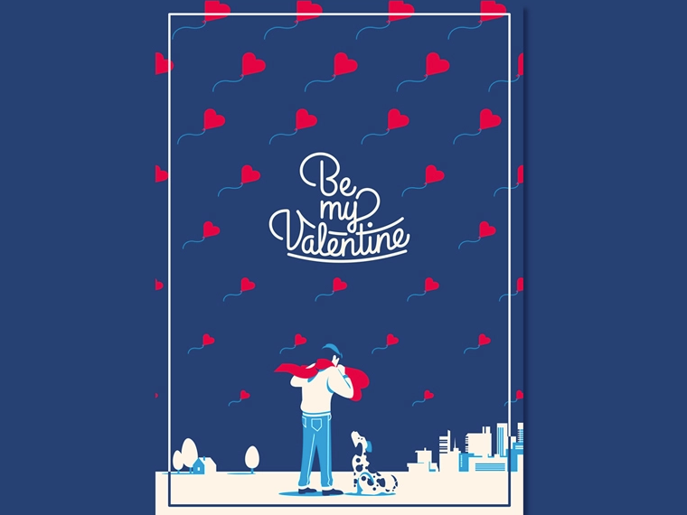 Minimalist illustration Valentine’s Day card example
