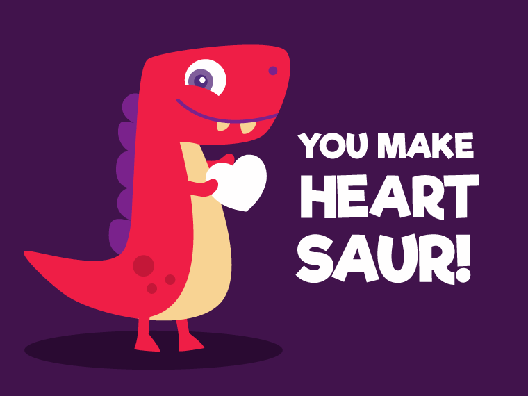 Cute dinosaur DIY Valentine’s Day card example