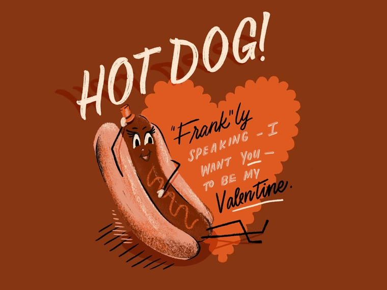 Funny Hot Dog Valentine’s Day card example