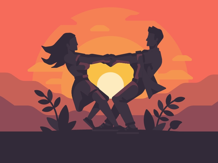 Sunset romantic Valentine’s Day card example