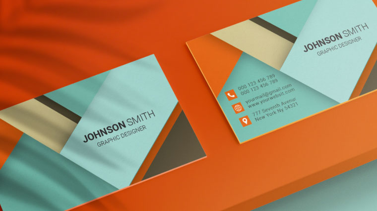 Blue and orange business card example