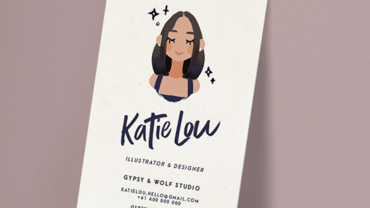 Business card with cartoon character illustration