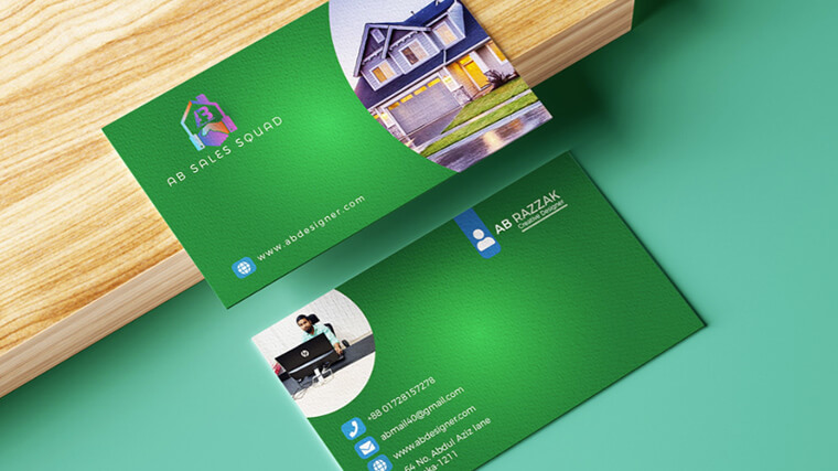 Green business card real estate company