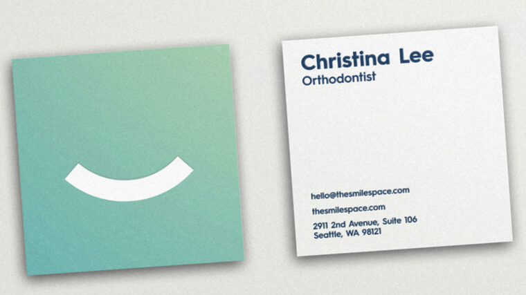 Beautiful green square business card example