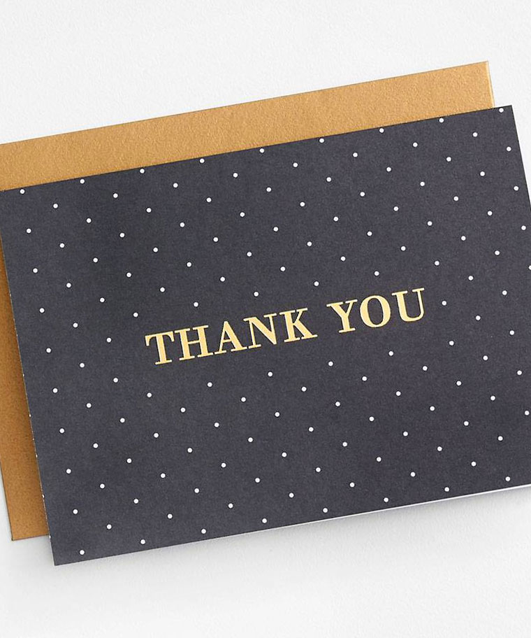 black color card design thank you with dots