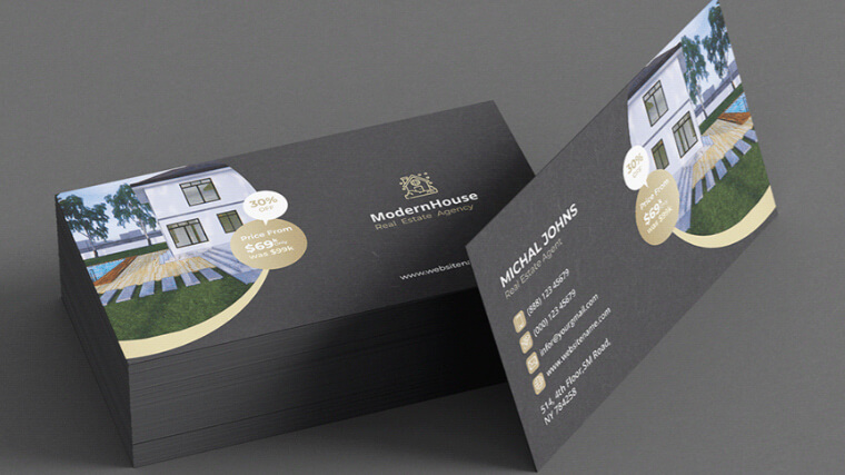 Musiness card with 3d house model
