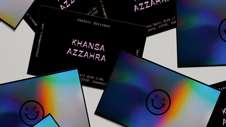 business card with holographic color design