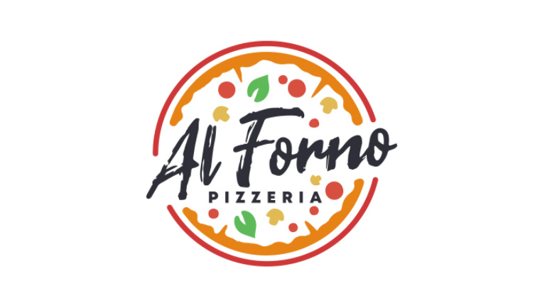 Cartoon pizza logo design example