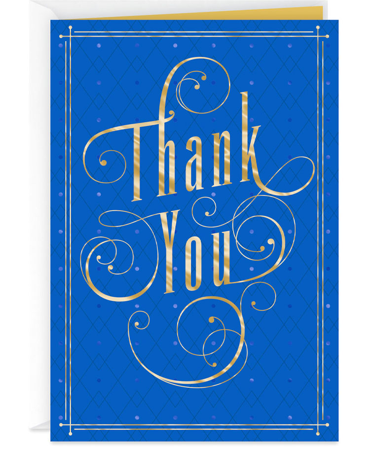 classy blue thank you card design example