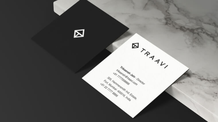 Clean square business card design example