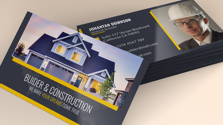 Construction business card example