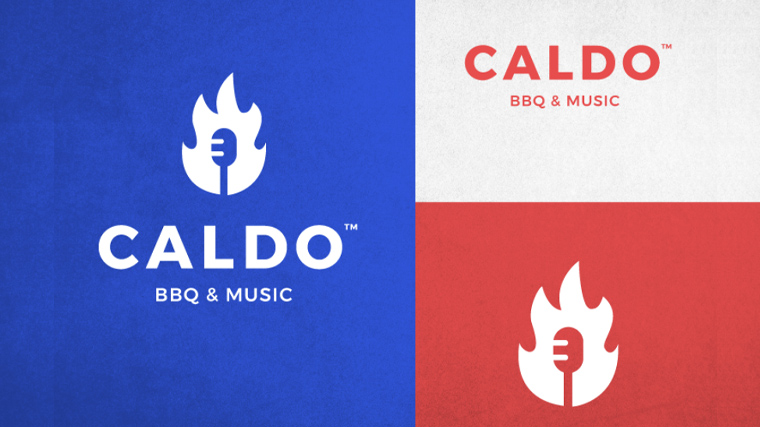 Creative barbeque logo design with red and blue