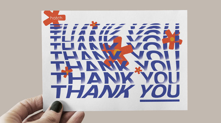 creative typography thank you card design