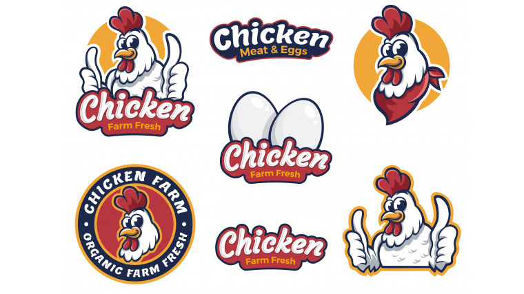 Cute restaurant logo with chicken mascot