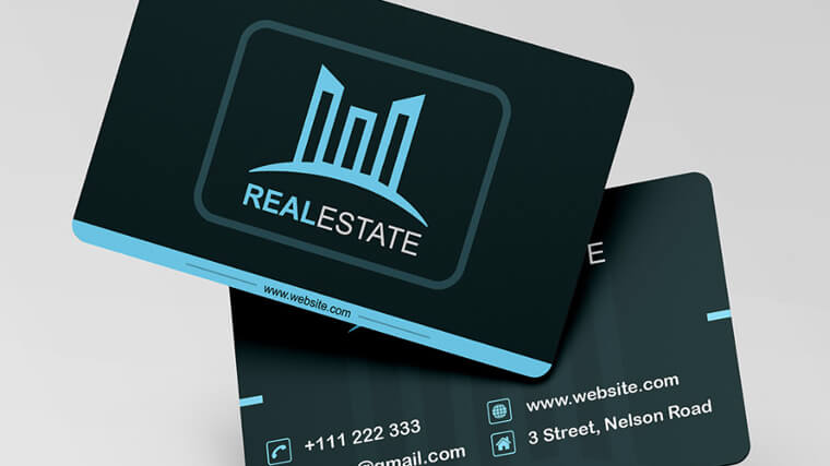 dark blue real estate business card design