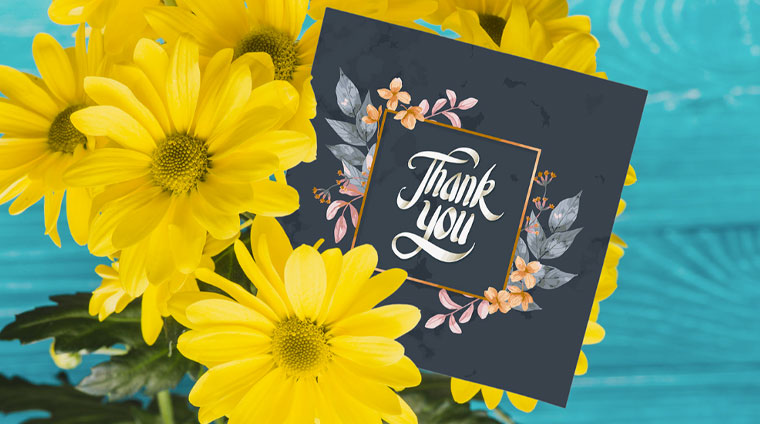 floral based thank you card