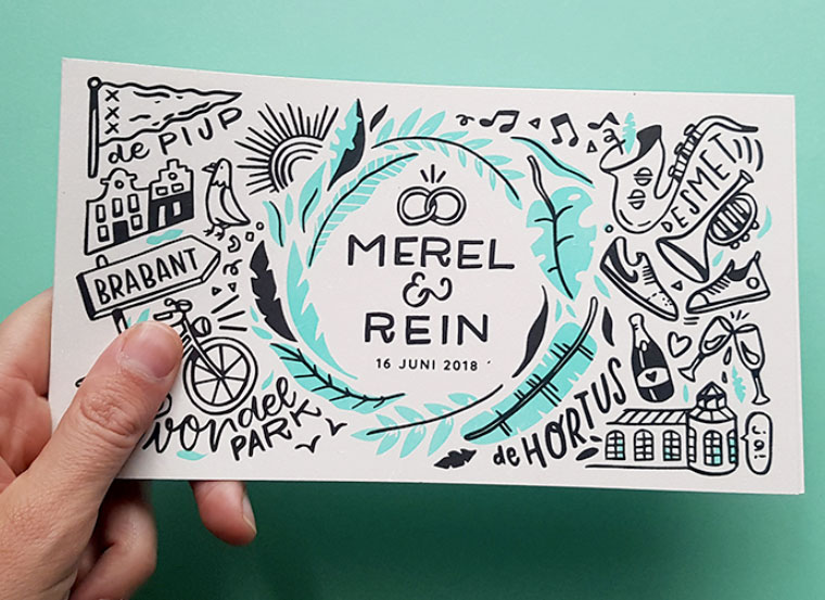 Hand drawn doodle invitation card