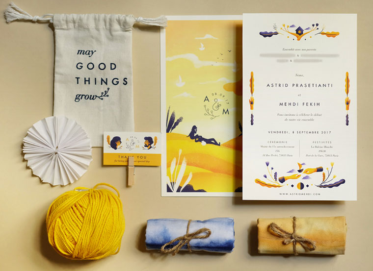 Hand-made yellow invite card design