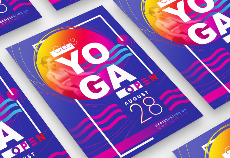 modern colorful yoga flyer design