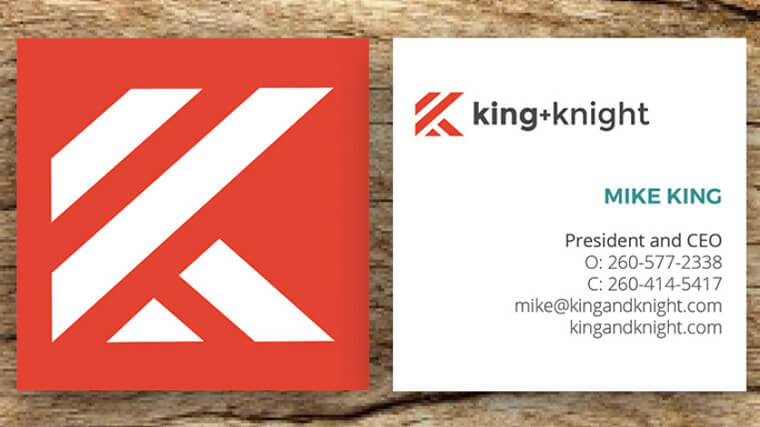 Modern square business card with big logo