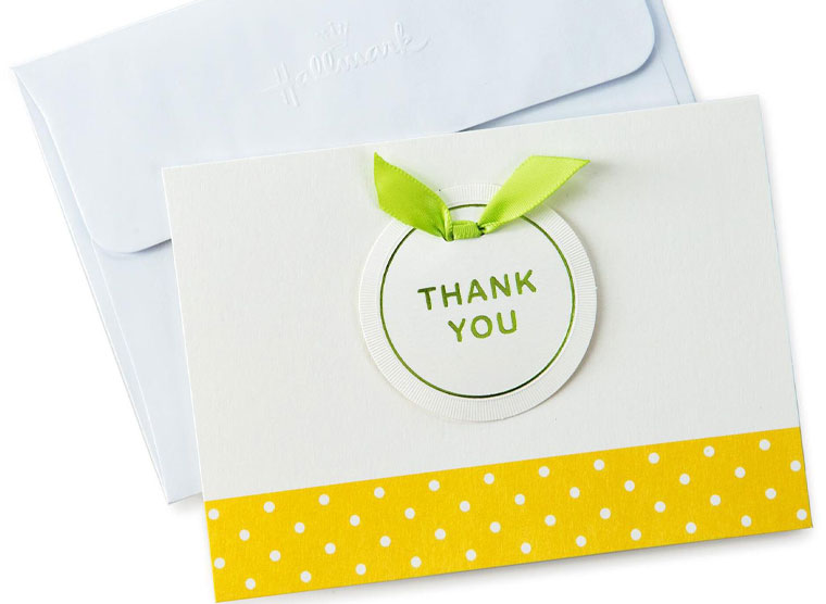 modern yellow thank you card for baby shower