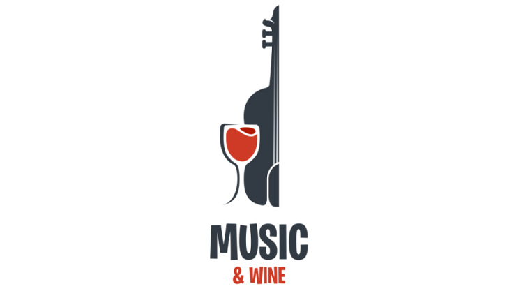 Music and wine restaurant abstract logo