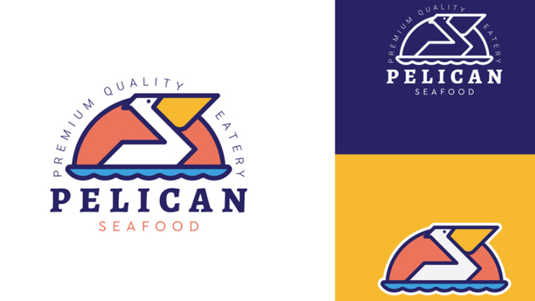 Pelican seafood logo design
