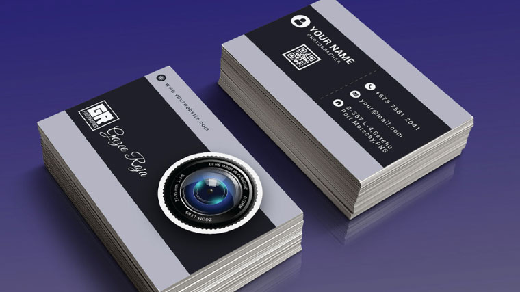 Photo camera business card design example