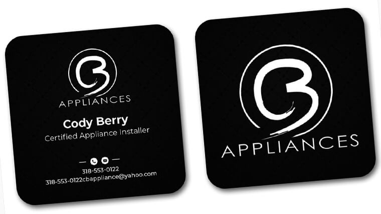 Rounded square business card with logo