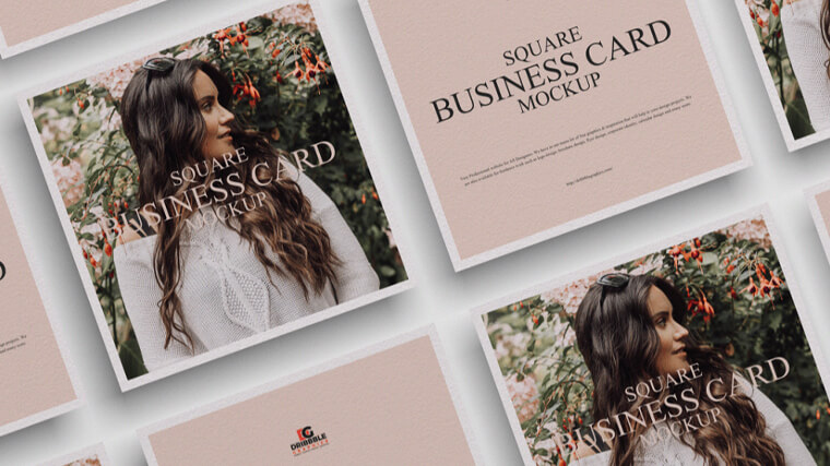 Square business card design with photography image