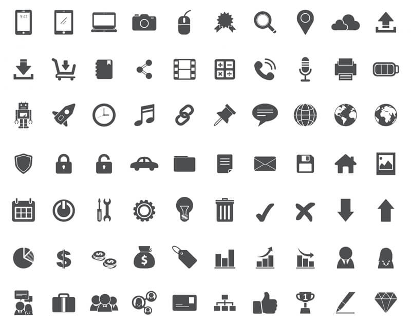 70 Free black and white icons