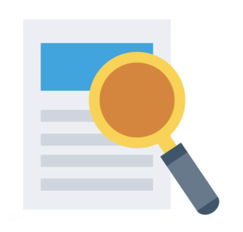 Free Search magnifying glass with document flat style icon