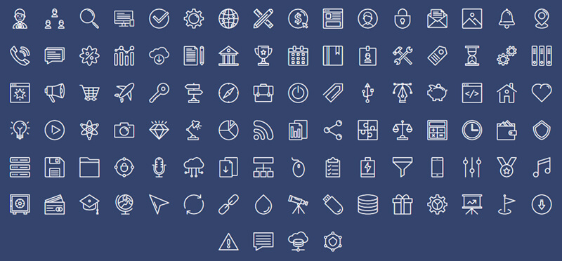 Free modern line white icons simple style
