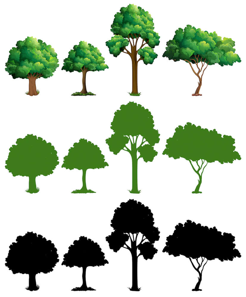 Free tree illustrations and silhouettes