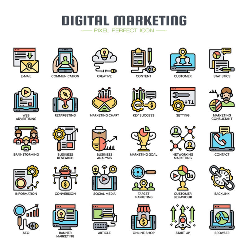 Great free digital marketing icons set