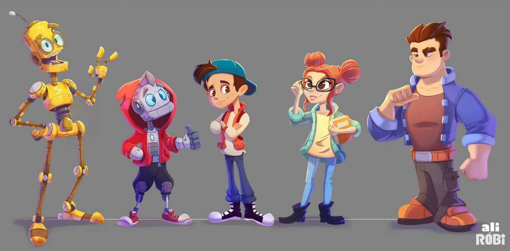 Really Good Character Design - Cute Robot Friends in Modern Style