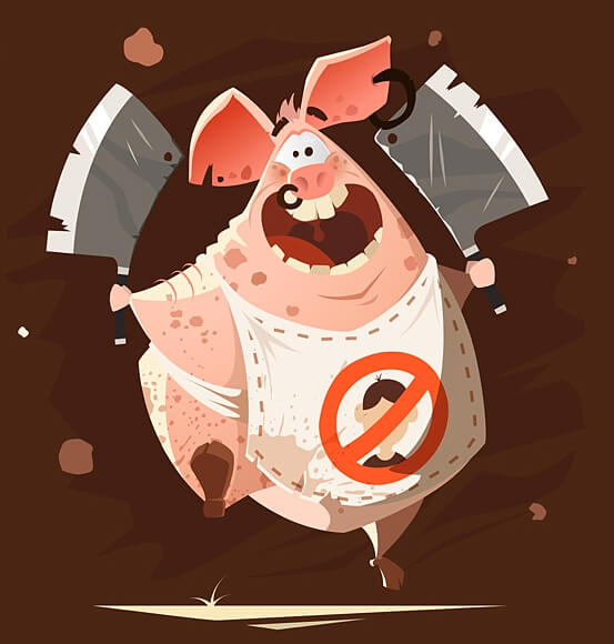 Really Good Character Design - Funny Pig Butcher Cartoon Character Example