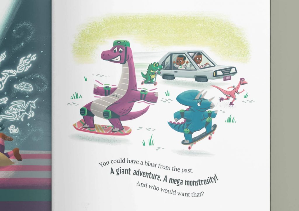 Adorable children book illustrations from dinosaurs book