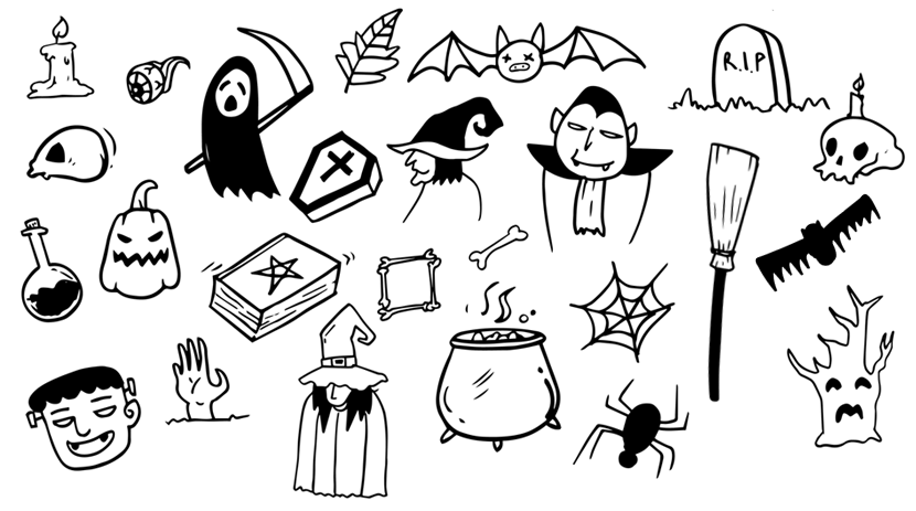 Free and Spooky Halloween Doodles For Ghoulish Designs