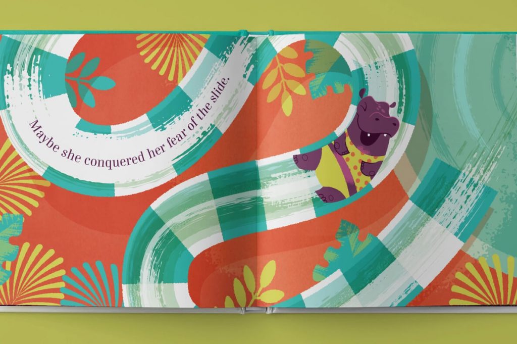 Children book about a Hippo story - cute illustration example