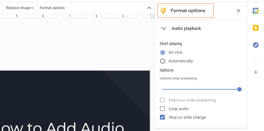 How to Add Audio to Google Slides: Format Options