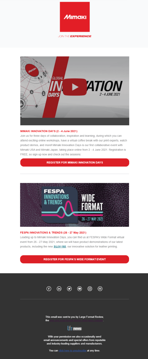 Mimaki: Real-Life Email Blast example 05