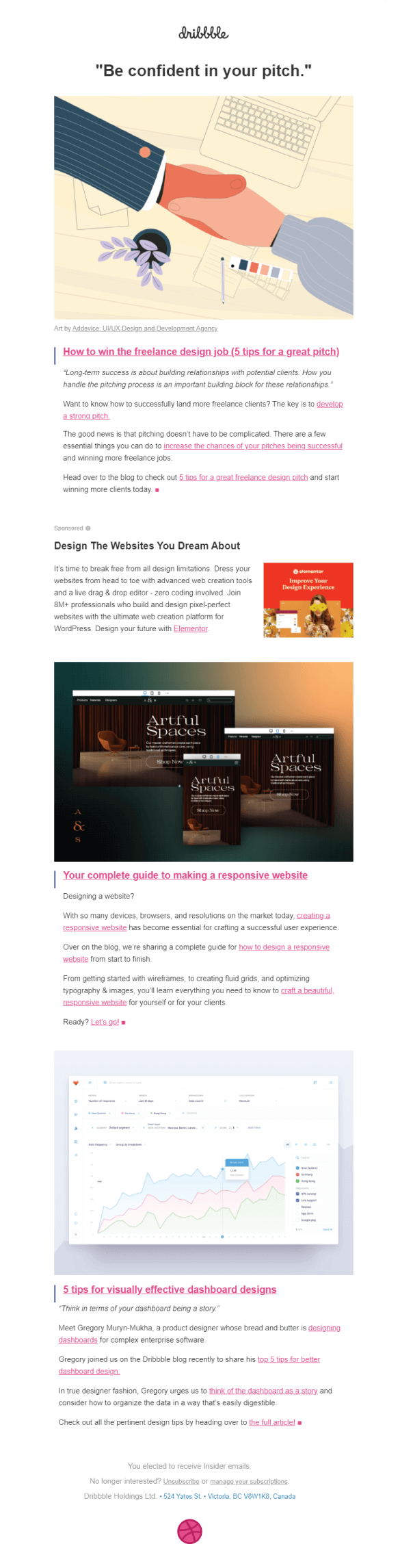 dribbble: Real-Life Email Blast Example 21