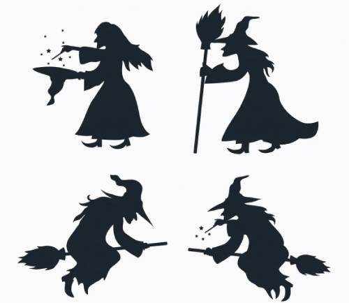 4 Free Printable Shapes of Witches